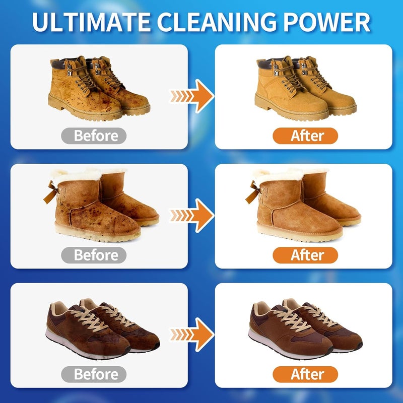 Jevvu Suede Shoe Cleaner, Suede & Nubuck Cleaner Foam, Shoe Cleaner Kit Removes Dirt & Stain - Image 2